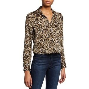 Equipment Brett Leopard Print Button Down Top‎